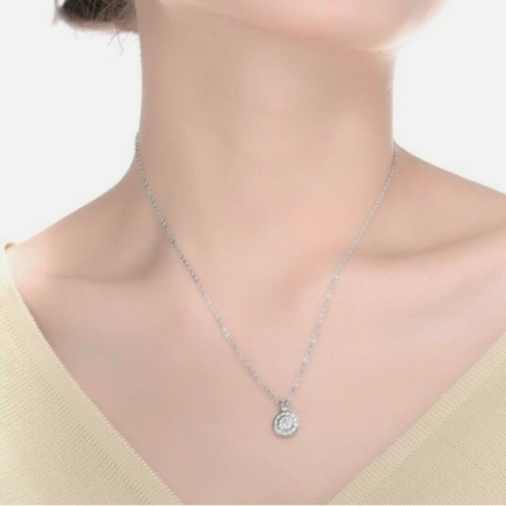 Italian 14 Kt White Gold 18” Box Chain Necklace and 925 Sterling Silver pendant